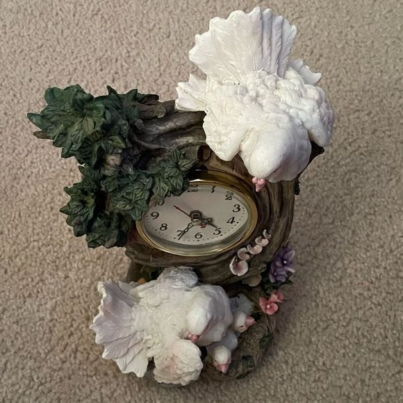 Vintage Style White Dove Bird Tree Clock Decor‎ Collectible - Picture 2 of 5